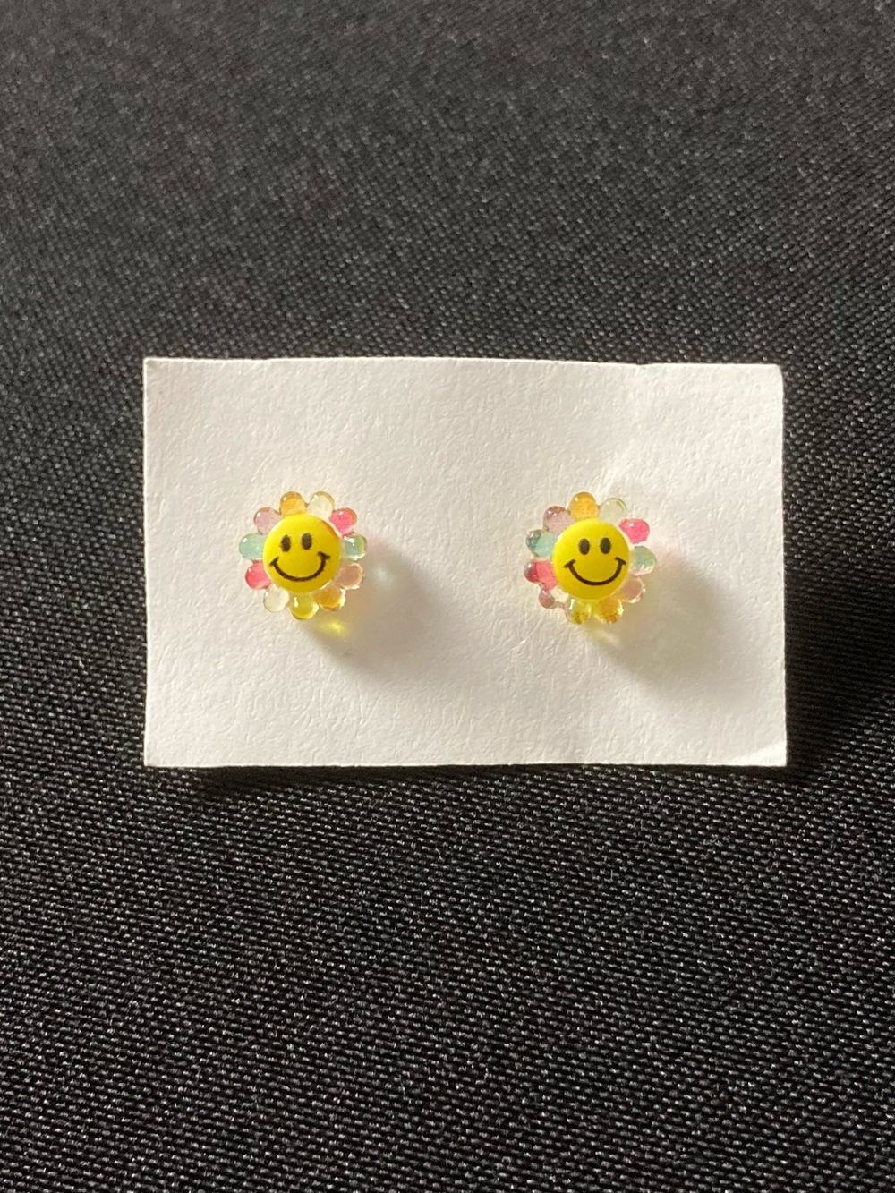 ⭐️ Handmade Mini Rainbow Smiley Face Flower Stud Earrings